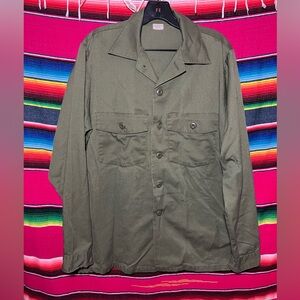 Vintage Military OG-507 Shirt Utility Olive Green Size Large 16 1/2x36